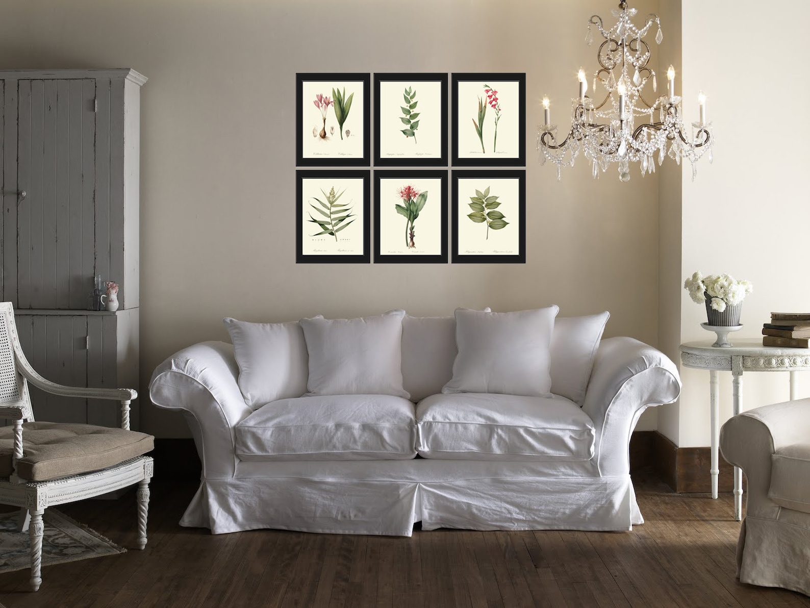 Botanical Prints Wall Art Set of 6 Beautiful Antique Vintage Pink Leaf ...