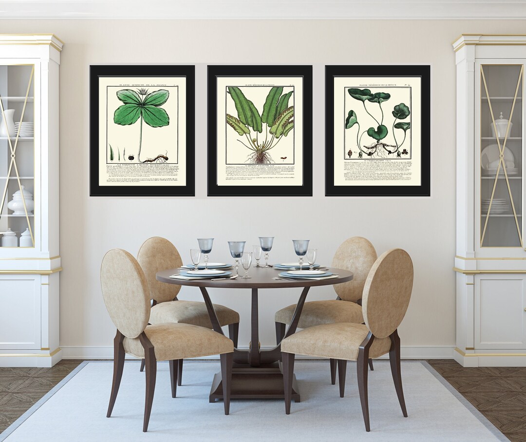 Fern Green Wildflowers Botanical Wall Art Set of 3 Prints Beautiful ...