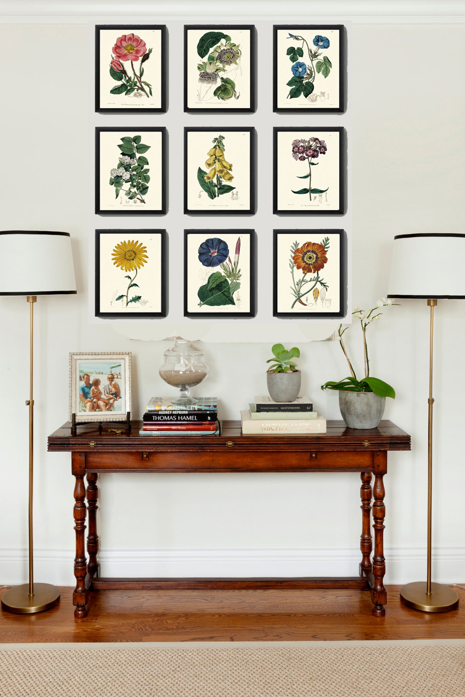 Botanical Prints Wall Art Set of 9 Beautiful Antique Vintage Phlox Rose ...