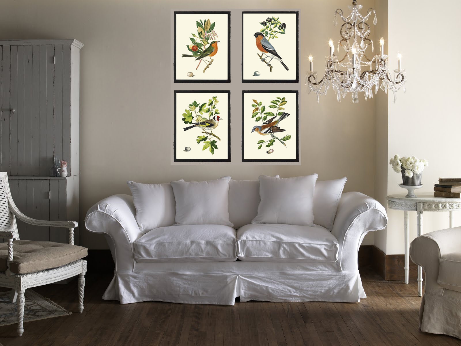 Vintage Bird Wall Art Print Set of 4 Beautiful Nature Bedroom Office ...
