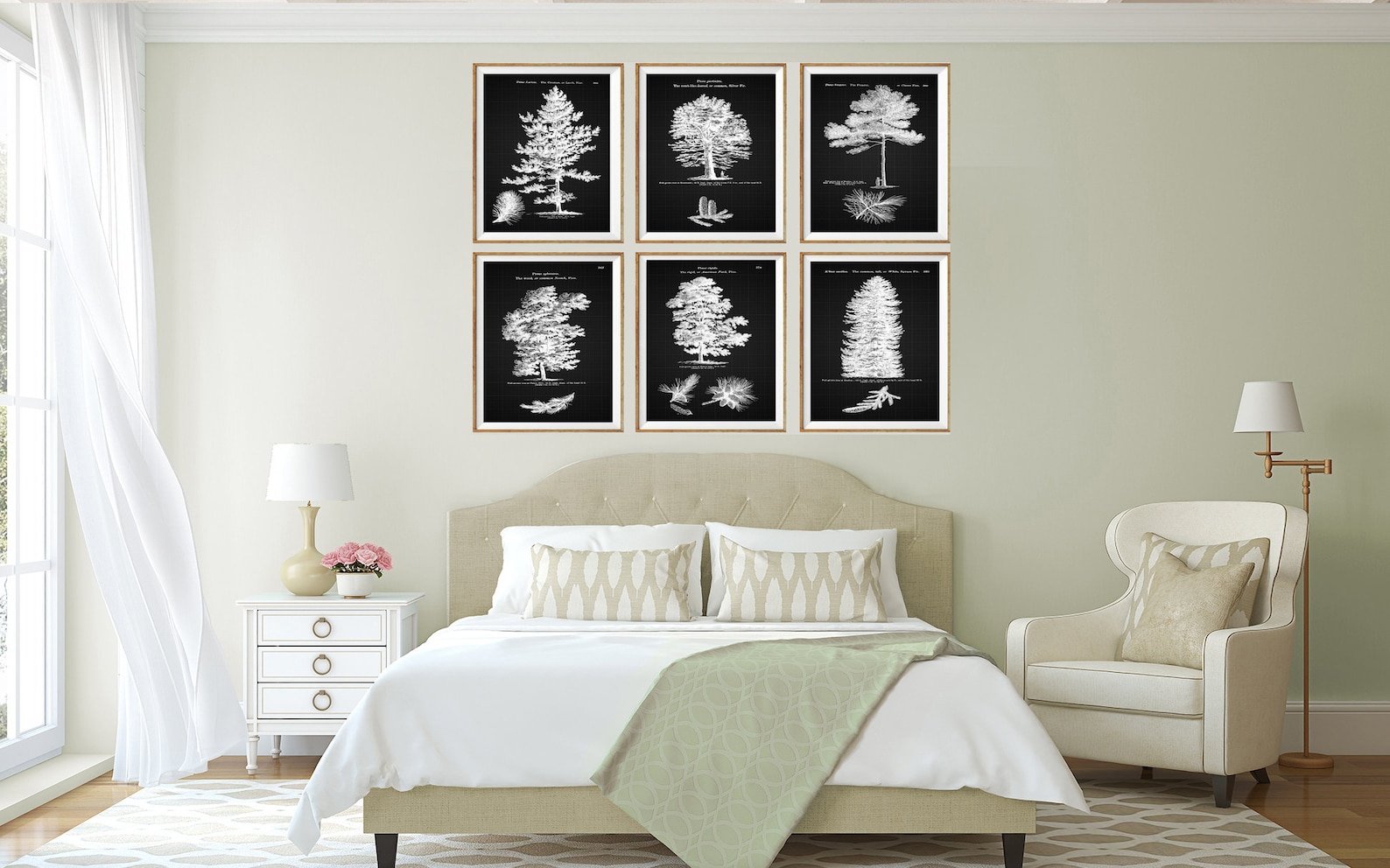 Trees Pine Tree Botanical Wall Art Set of 6 Prints Beautiful Etsy