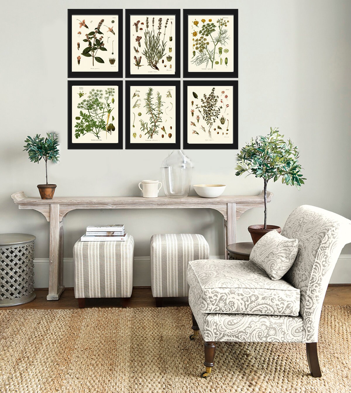 Herbs Spices Prints Wall Art Set 6 Beautiful Botanical Kitchen Dining ...