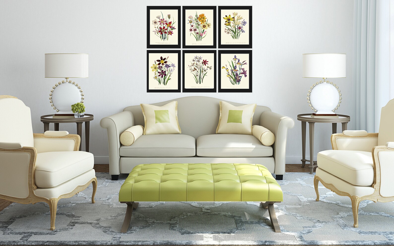 Botanical Prints Wall Decor Art Set of 6 Beautiful Vintage Antique ...