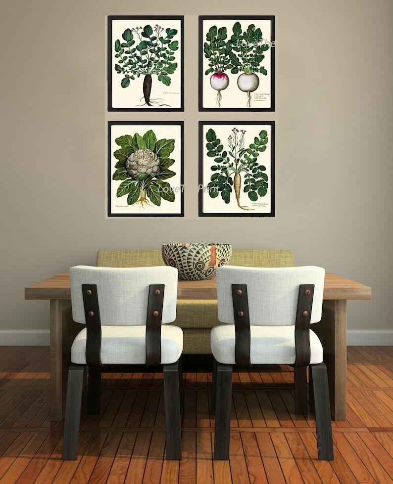rustic vegetable kitchen prints | 3-piece wall art |... Vintage Vegetable Prints Wall Art Set of 4 Beautiful Antique Farmhouse ...