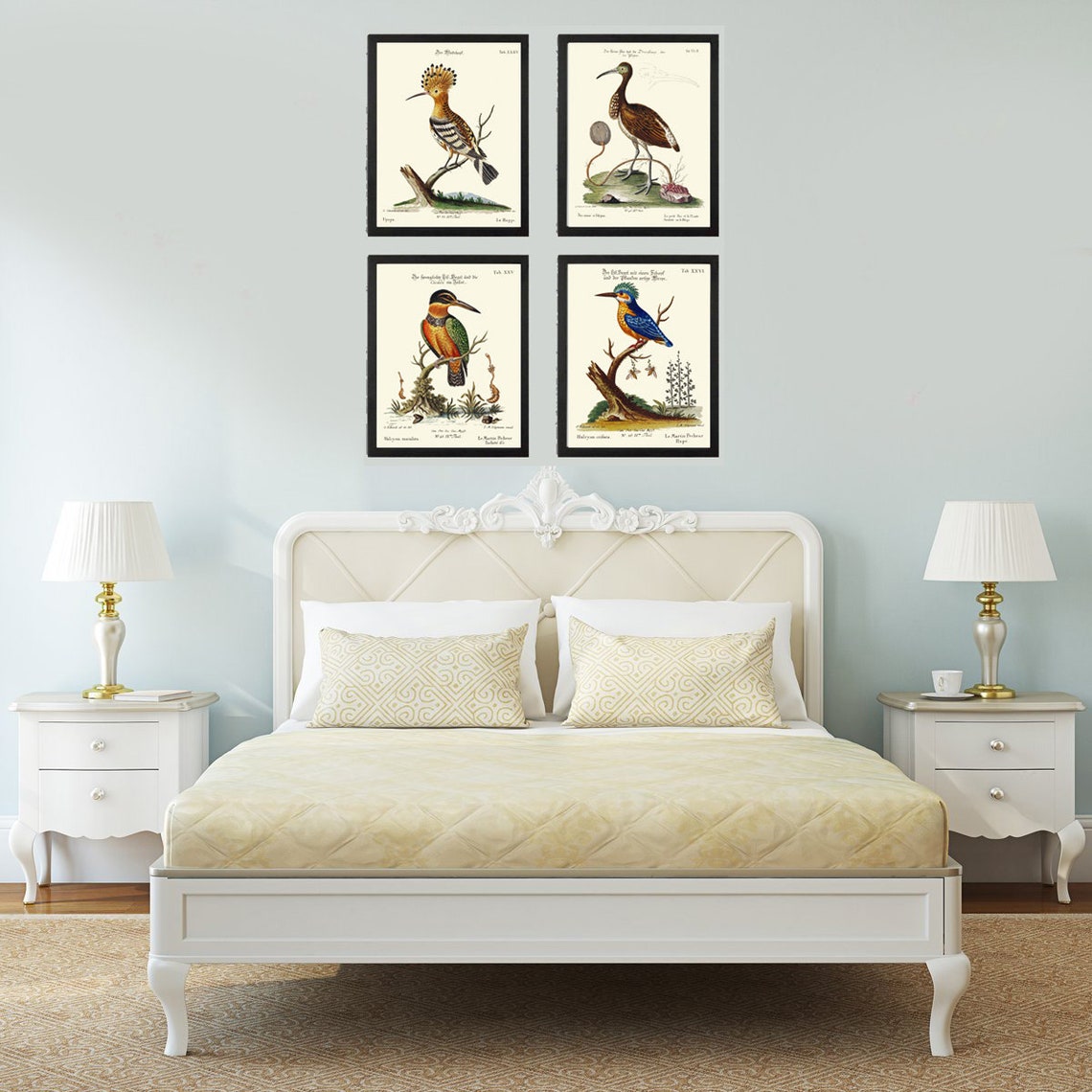 Vintage Birds Wall Art Prints Set of 4 Beautiful Bird Etsy