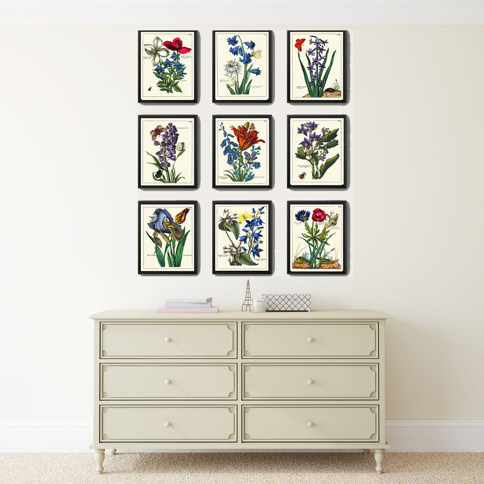 Antique Wildflowers Botanical Wall Art Set of 9 Prints Beautiful ...