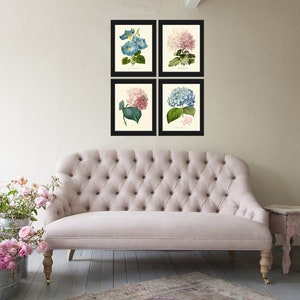 Hydrangea Blue Pink Botanical Wall Art Home Decor Print Set of 4 ...