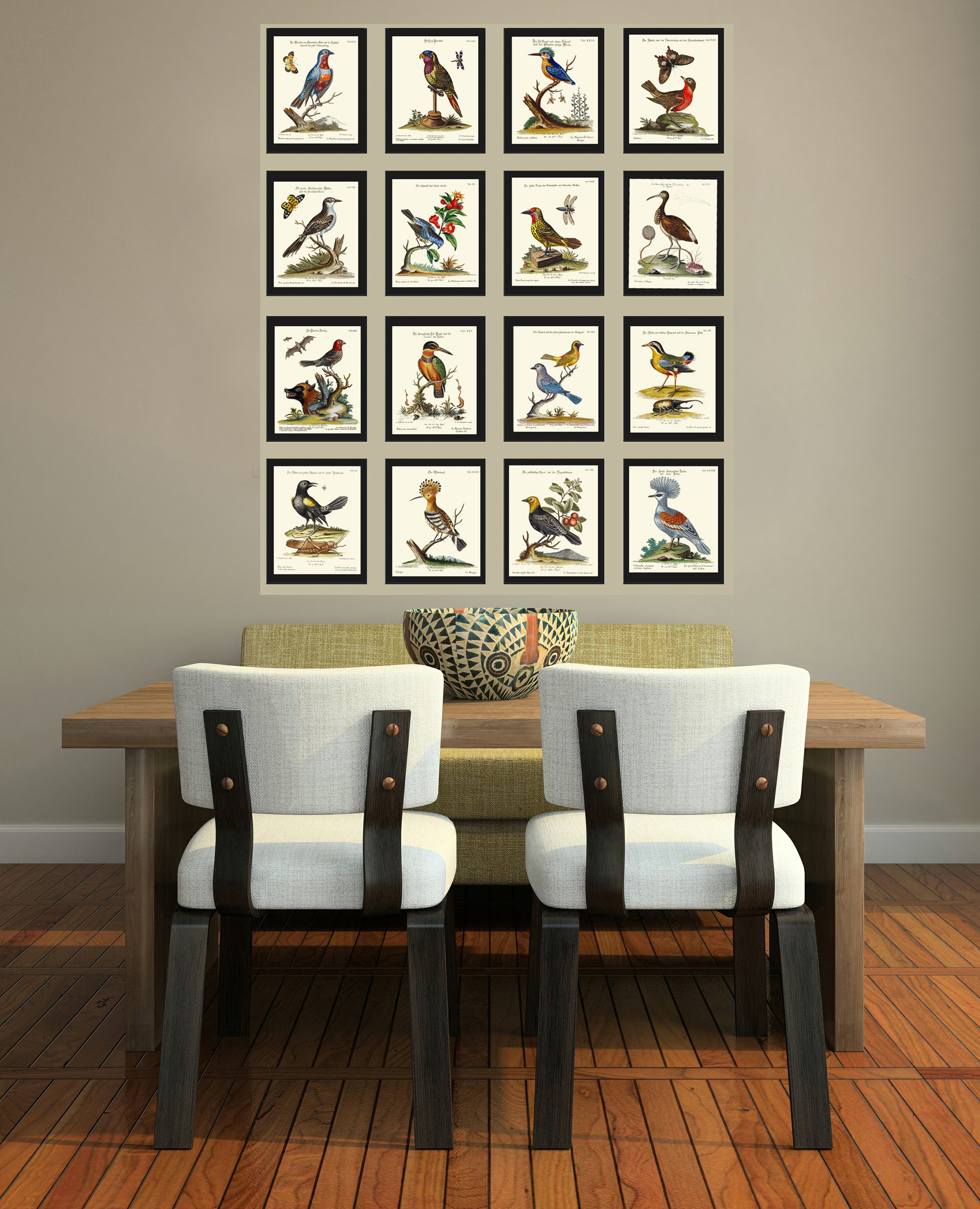 Bird Wall Art Gallery Set of 16 Prints Beautiful Antique Vintage Birds ...