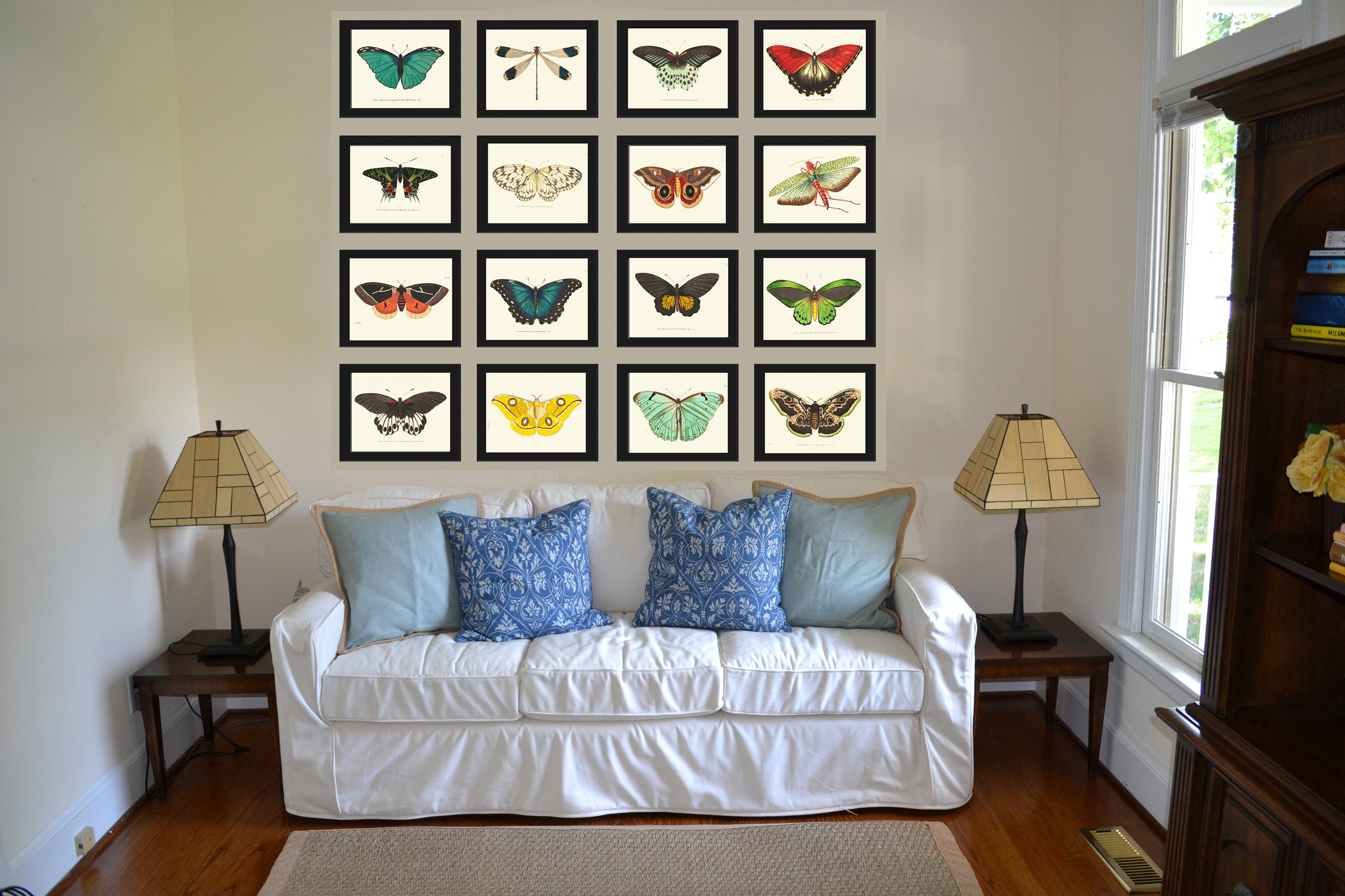 Butterfly Prints Full Wall Art Gallery Set of 16 Beautiful Antique ...