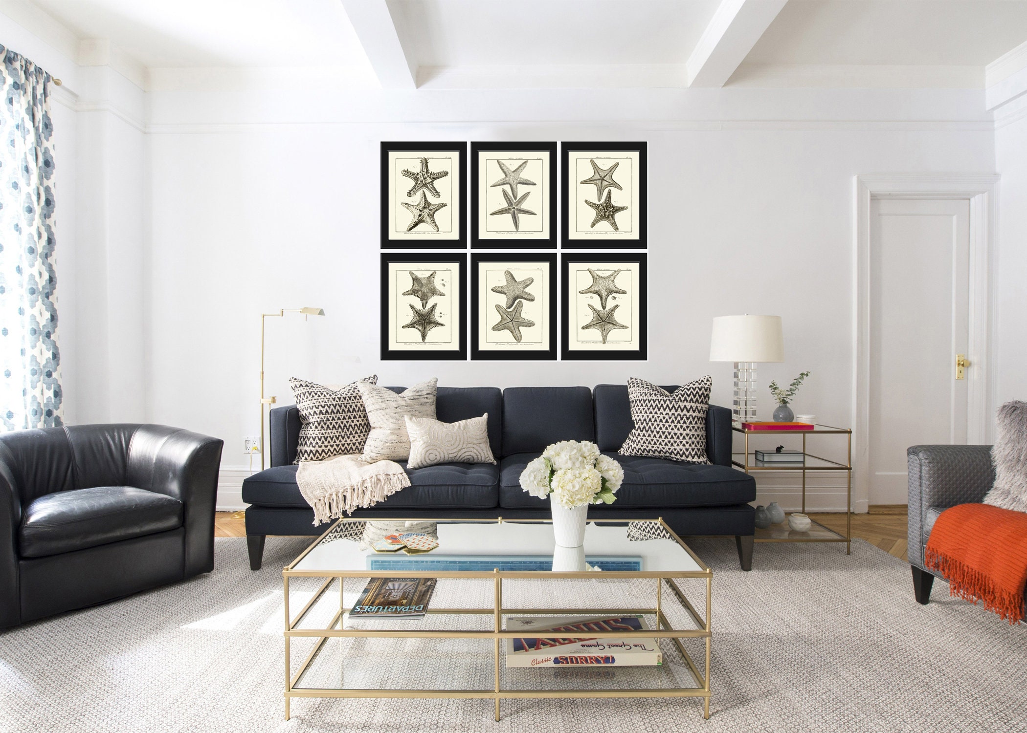Sea Star Starfish Print Set of 6 Wall Decor Art Vintage Sea Ocean ...