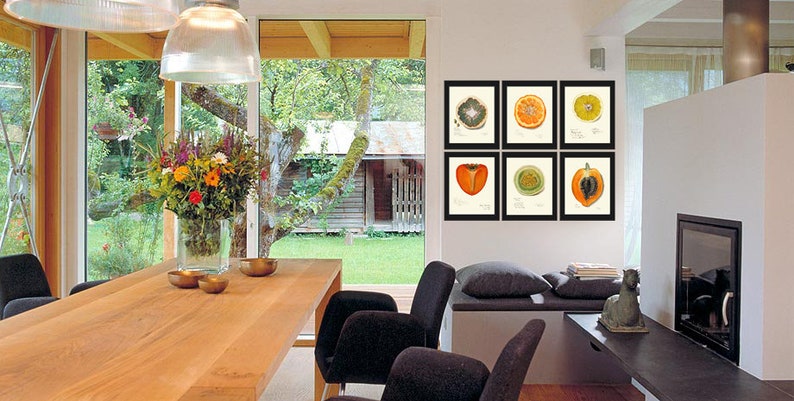 kitchen wall decor art prints - botanical prints -... Fruit Home Decor Wall Art Print Set of 6 Beautiful Botanical Kitchen ...