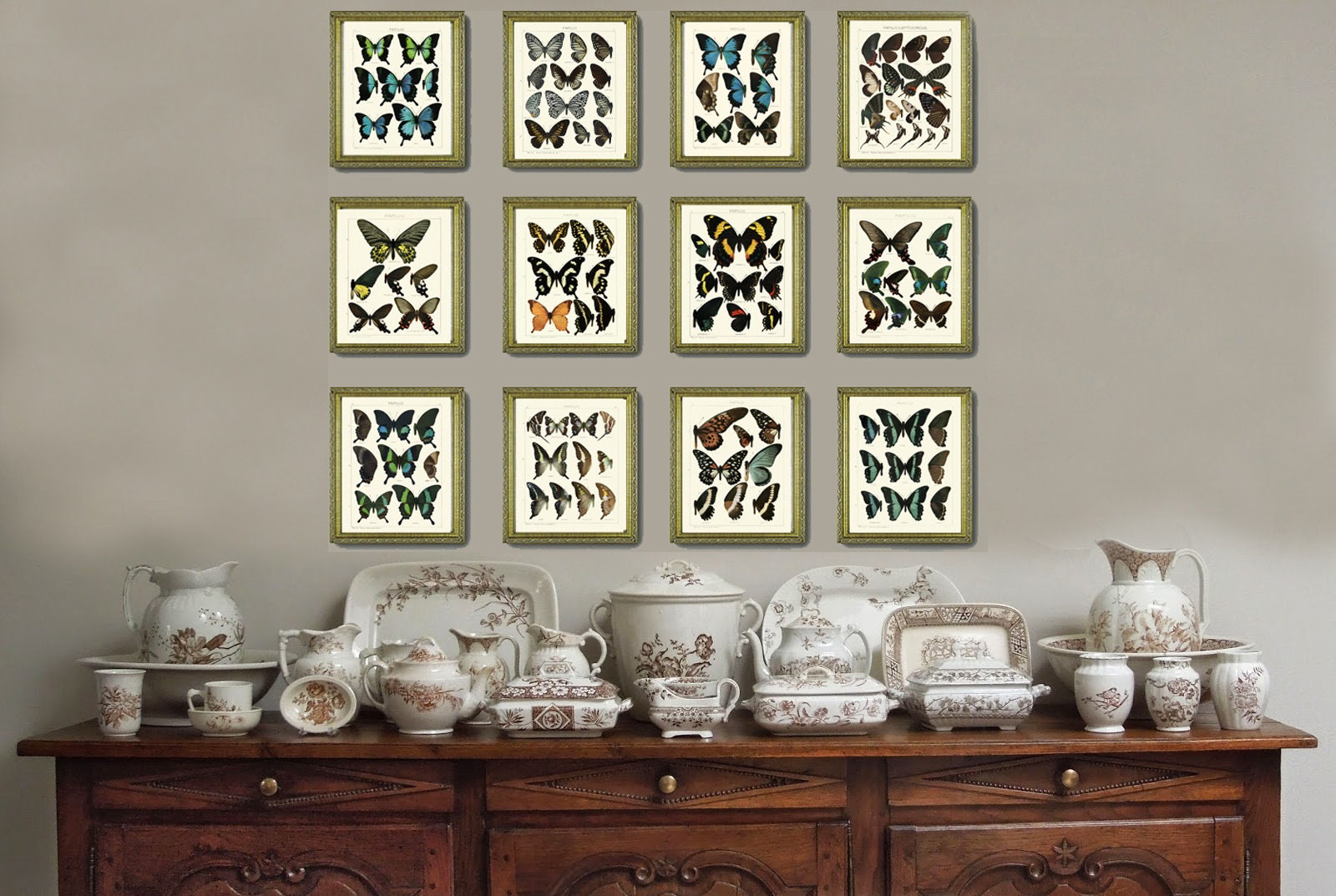 Vintage Butterflies Wall Art Set of 12 Prints Beautiful Etsy