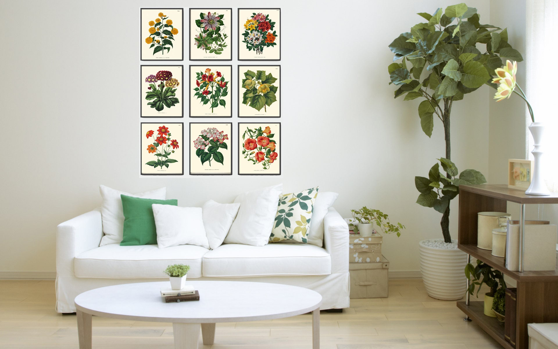 Botanical Wall Decor Art Set of 9 Prints Beautiful Vintage - Etsy