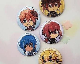 Husbando Impact - Cute Pin Back Buttons