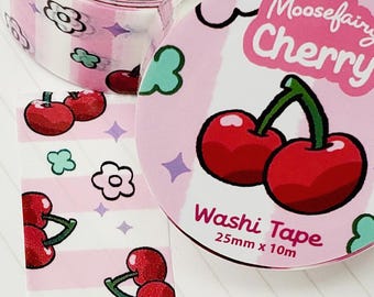 Cherry Fruit Washi Tape - Cute Floral Craft Tape - Notebook Planner Accessories