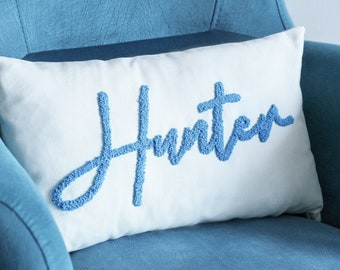 Almohada personalizada con nombre de bebé, almohada personalizada, almohada con nombre de aguja perforadora, almohada con nombre personalizado, decoración de habitación para niños, decoración de habitación para bebés, regalo de guardería