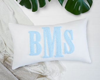 Monogram Custom Punch Needle Pillow, Embroidery Gift for Couple, Initial Wedding Monogram, New Home Housewarming Gift, Home Decorations Gift