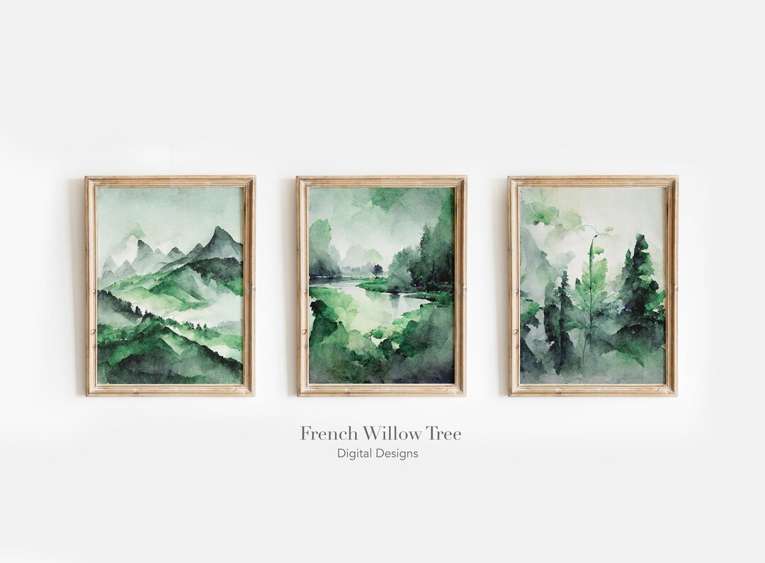 Abstract Watercolor Gallery Wall Set of 3 Watercolor Etsy