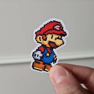 Mario sticker, waterproof sticker, vinyl sticker, Mario, super mario, nintendo, nintendo sticker, small sticker, cute sticker, 8bit sticker