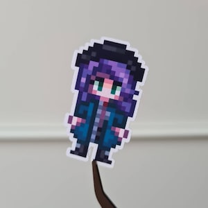 Stardew Valley Abigail rain outfit sticker, stardew valley sticker, stardew valley bachelor, abigail sticker, 8bit, 8bit sticker