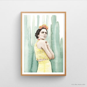 Pôster Aquarela Eleonora | DIN A4 e DIN A3 | Impressão artística | Impressão de arte de parede | Mulher decoração de parede | Arte Feminina | Boho | Natureza | Cacto | Tropical