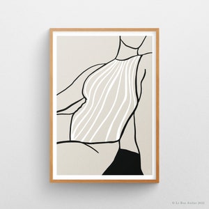 Poster Les Lignes No.3 Édition noire | A4 A3 A2 | Wall Art Print | Wall decoration woman | Minimalist | Fashion | Female Art | Stripe