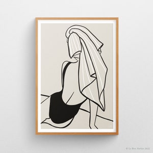 Poster Les Lignes No.2 Édition noire | A4 A3 A2 | Wall Art Print | Wall decoration woman | Minimalist | Fashion | Female Art | Stripe