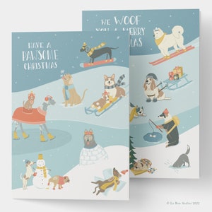 Grußkarten 2er-Set Hunde Weihnachten | DIN A6 | Christmas Dogs | Animal Snow | Christmas Greeting Cards