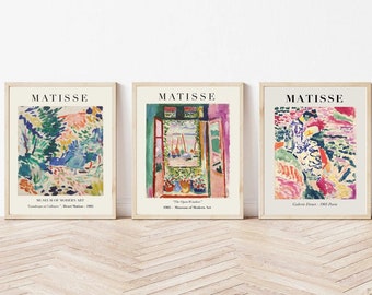 Conjunto de impressão Matisse, conjunto Matisse de 3 impressões artísticas, recorte Matisse, pôster Matisse, paisagem Matisse, conjunto de 3 arte de parede, Museu Matisse Poster-s143