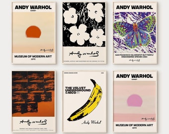 Andy Warhol Print Set of 6, Andy Warhol Poster, Gallery Wall Set, Museum Poster Set, Exhibition Wall Art, Digital Download,Pop Art Print-s41