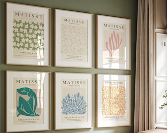 Kolorowy zestaw wydruków Matisse'a 6, plakat Matisse'a, zestaw ścienny do galerii, modne wydruki ścienne, sztuka ścienna Matisse'a, zestaw ściennych wydruków do druku-s353