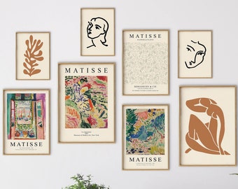 Matisse Print Set Of 8, Gallery Wall Set, Matisse Poster, Exhibition Poster, Gallery Wall Art, Abstract Printable Wall Art-s334