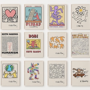 Keith Haring Set of 12 Prints, Gallery Wall Set, Keith Haring Poster Set,Printable Wall Art,Keith Haring Wall Art,Pop Art,Digital Prints-s51