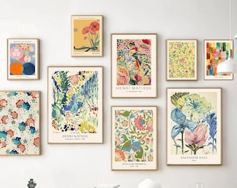 Vintage Eclectic Gallery Wall Set,Eclectic Home Decor,Modern Gallery Wall Set,Colorful Printable Wall Art,Vibrant Colors Abstract Prints-s55