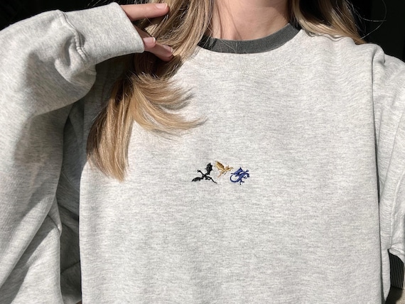 Tiny dragons embroidered sweatshirt, romantasy embroidered sweatshirt, booktok, bookish gifts, dragon, basgiath war college crewneck