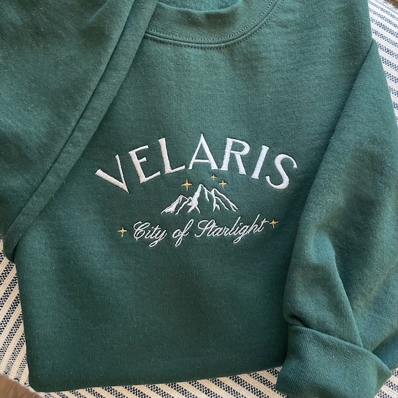 Velaris Embroidered Sweatshirt, ACOTAR crewneck, Velaris City of Starlight sweatshirt, Embroidered Velaris Sweatshirt, bookish sweatshirt