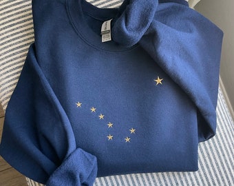 Alaska Sweatshirt embroidered crewneck Big Dipper unisex cozy sweatshirt Alaska shirt for men and women Alaska souvenir state flag