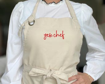 Avental de chef Yes – Avental de cozinha bordado em lona 100% algodão – Presente para amantes da gastronomia, chefs, cozinheiros domésticos e amantes da cozinha, o Urso