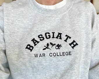 BASGIATH War College-sweater (één draadkleur), geborduurd boek sweatshirt, booktok, leesgrage geschenken, drakensweatshirt