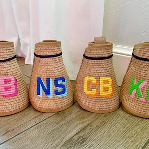 Monogrammed Straw Visor – Personalized Roll-Up Sun Hat for Travel, Bachelorette Trips, Bridesmaid Gifts, Girls Trip Accessories