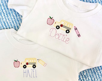 Embroidered back to school shirt for kids, custom preschool shirt, embroidered shirt, first day of school shirt, back to school gift