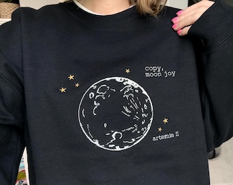 Moletom Artemis II bordado, réplica do moletom Moon Joy Space, inspirado na NASA, moletom com estampa de estrela celestial, presente para amantes de astronomia, unissex
