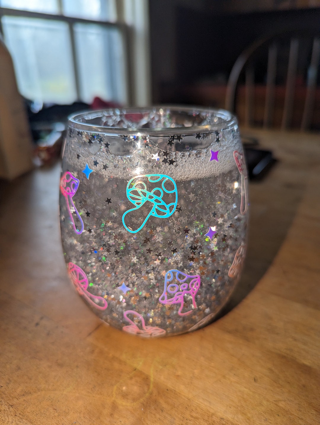 Psychedelic Mushroom Snow Globe Wine Tumbler Gifts for Mom Etsy