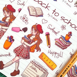 Back to school sticker sheet, autumn stickers, fall stickers, cute girls stickers, bullet journal sticker sheet, planner stickers, decor
