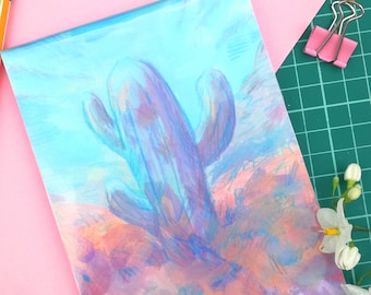 holographic cactus notepad, A6 holographic notebook, cactus notepad, glitter notepad, kawaii stationery