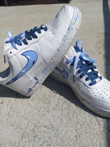 Nike Air Force 1 Custom Royal Gold 👑 Blue Pearlescent 🔵 Splatter White  Shoes 