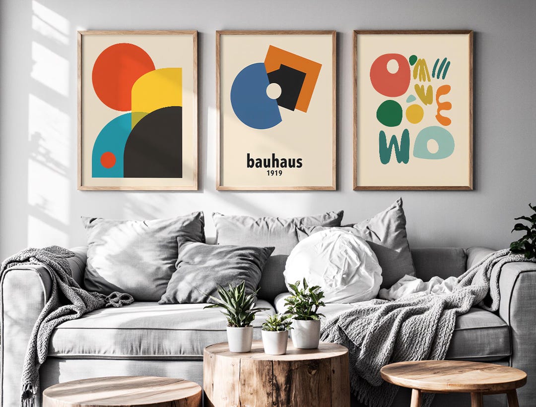 3 Bauhaus Poster Set / Vintage Mid Century Modern Print / Retro ...