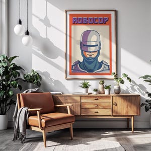 ROBOCOP Vintage Movie Poster Print | Risograph Style Art | Classic Sci-Fi Film Riso Wall Art | 80s Movie Wall Decor Instant Digital Download