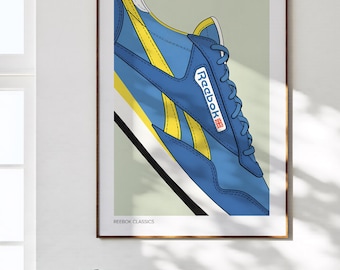 Reebok Classic Poster | Sneaker Head Print | Trainer Pop Art | Modern Fashion Wall Decor