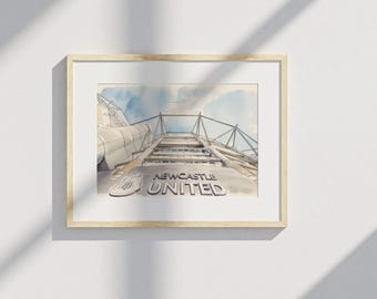 St. James' Park Akwarela Styl Cyfrowy Wydruk | Newcastle United Piłkarski Fan Art | Plakat Stadionu Piłkarskiego | Natychmiastowe Pobranie Wydrukowalne